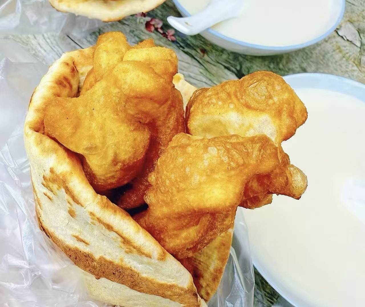 Traditional Beijing street food served in a busy local market